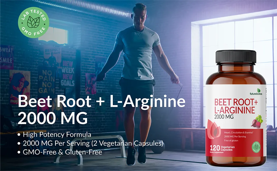 Futurebiotics Beet Root + L-Arginine 2000 MG Non-GMO 120 Vegetarian Capsules (Packing may vary) 120 Count (Pack of 1) - futurebiotics