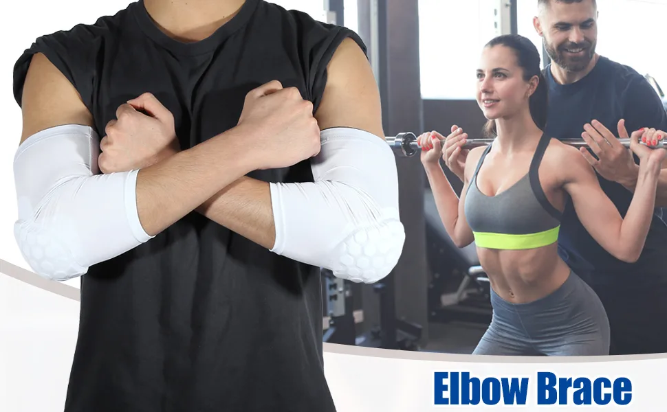 VOCOSTE 2pcs Elbow Brace Support Sleeve for Joint Elbow Pad Sleeve for Women Men White XL Size X Large White - Elbow Brace