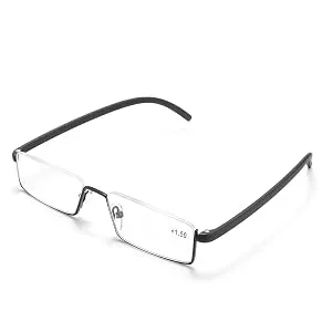 2 Pack Half Frame Reading Glasses for Men and Women Lightweight Computer Readers with Portable Case 1.25 2 Pairs(black red) 1.25 x - clear lens