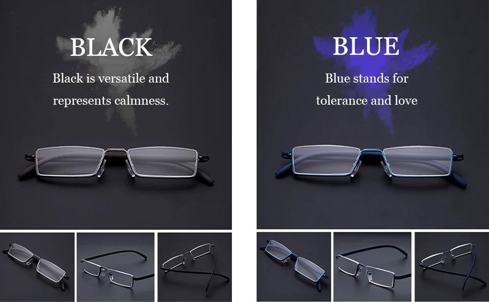 Half Frame Reading Glasses with Portable Case Thin Lightweight Reader Glasses for Women and Men(2Pairs 1.5) (black blue) 1.5 x - Reading glasses colors and styles