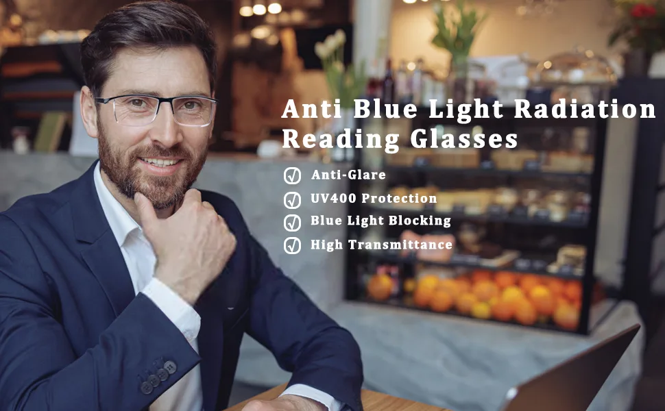 Outray 4 Pack Blue Light Blocking Reading Glasses for Men And Women Computer Readers with Spring Hinges Anti Glare/Eye Strain 4 Pack Black 2.5 x - readers
