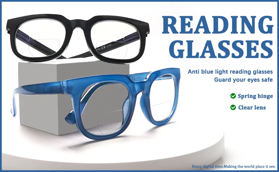 SIGVAN 4 Pack Bifocal Reading Glasses for Women Blue Light Blocking Spring Hinges Computer Readers Square Eyeglasses (4 Mix 1.0 multiplier_x) 4 Mix 1.0 x - Bifocal Reading Glasses