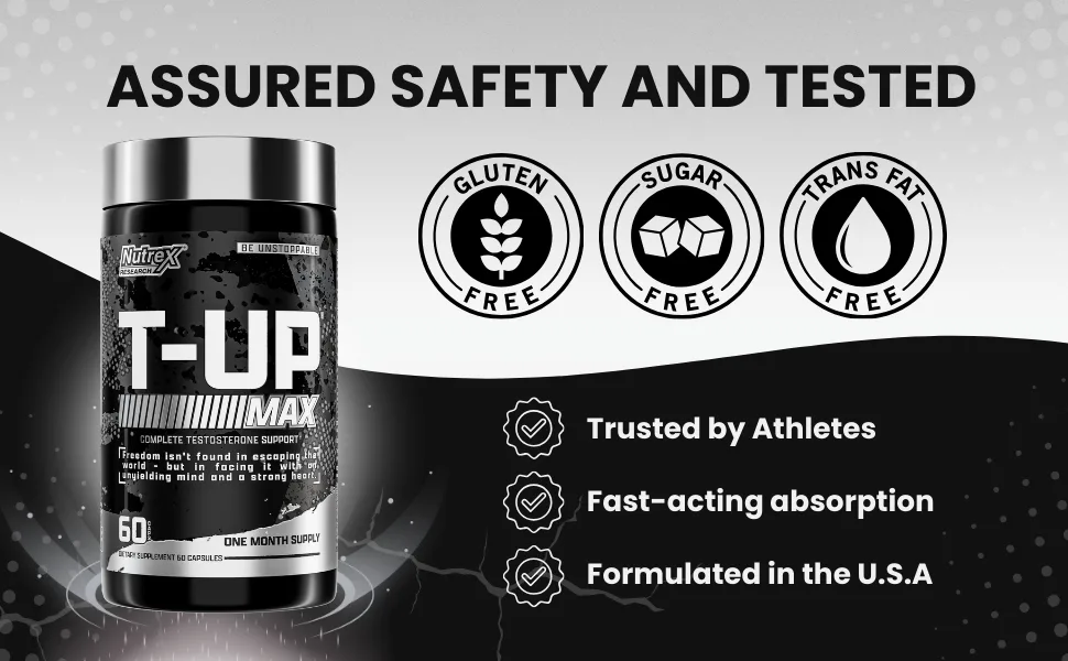 Nutrex Research T-UP Testosterone Booster Supplement for Men - Increase Levels Boost Strength & Recovery - 60 Capsules 60 Count (Pack of 1) - Testosterone Supplement for Men