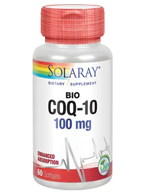 Solaray Bio CoQ-10 100 mg | Enhanced Absorption | Vitamins A & E | Healthy Heart & Cellular Energy Support (60 CT) 60 Count (Pack of 1) - Solaray Bio CoQ-10 100 mg Enhanced Absorption Vitamins A & E Heart & Cellular Energy 60 Softgels