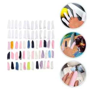 Operitacx 100Pcs Cotton Finger Cots Finger Toe Sleeves Thumb Protector Cover Fingertips Cushion for Cuts Wounds Bruises Calluses Cracking - product information 3