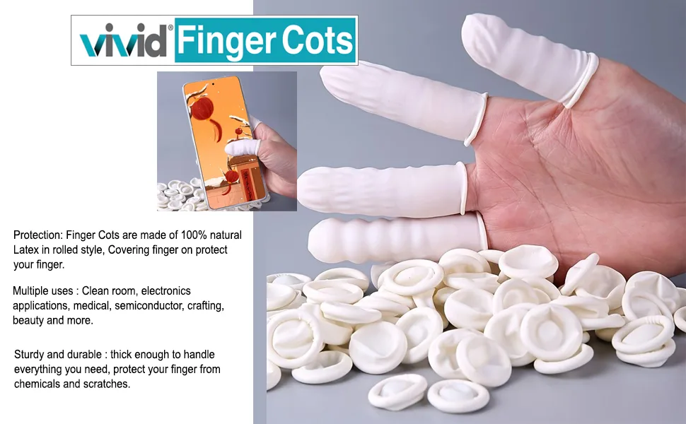 Finger Cots Powder Free Rubber Fingertips Protective Finger Gloves Art Finger Cots Latex Pack of 144 (Large) - fingercots
