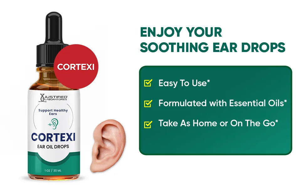 (2 Pack) Cortexi Ear Drops Cortexi Healthy Eardrum Oil Supports Healthy Ears Premium Blend of Essential Oils 2 Bottles - Cortexi Ear Oil Drops