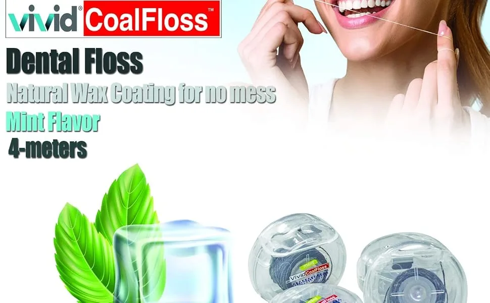 Dental Floss Easy slides Between Teeth Without Shredding 4 meters Mint Flavored SlydeFloss by Vivid (Pack of 72) - floss