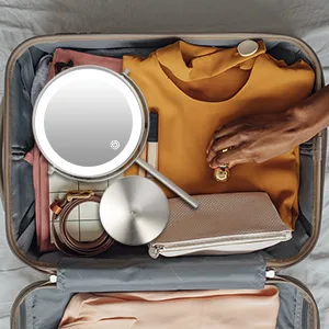 Lighted Makeup Mirror with Magnification, Rechargeable Double Sided 10X Magnifying Mirror with Light, 8 Inch Makeup Vanity Mirror with 3 Light Setting, Touch Control, Desktop Cosmetic Light Up Mirror Chrome - Makeup mirror with lights and magnification