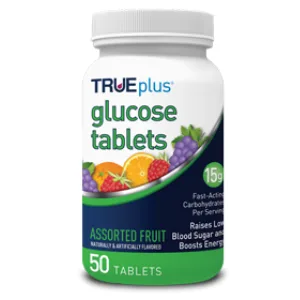TRUEplus Glucose Tablets Assorted Flavor (Grape Raspberry Orange) - 50ct Bottle (1) Assorted 50 Count (Pack of 1) - glucose tablets