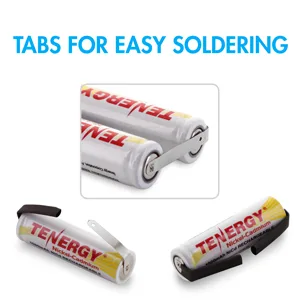 Tenergy Rechargeable 1.2V AA NiCD Battery 1000mAh High Capacity Batteries Flat Top with Tabs for Shavers Trimmers Razors 12 Pack - battery