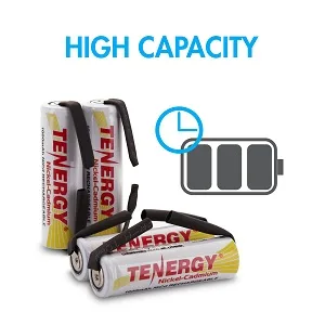 Tenergy Rechargeable 1.2V AA NiCD Battery 1000mAh High Capacity Batteries Flat Top with Tabs for Shavers Trimmers Razors 12 Pack - battery