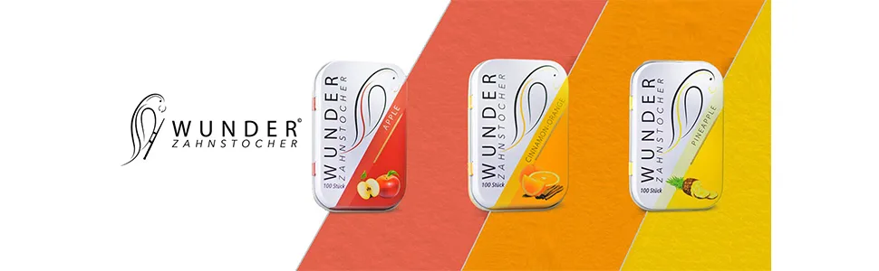 Wunder ZAHNSTOCHER Starter Bundle - 3ER Set- ZAHNSTOCHER MIT GESCHMACK - 2X Refill Pack + 1X DOSE (Pfirsich/Ice) - product information 1