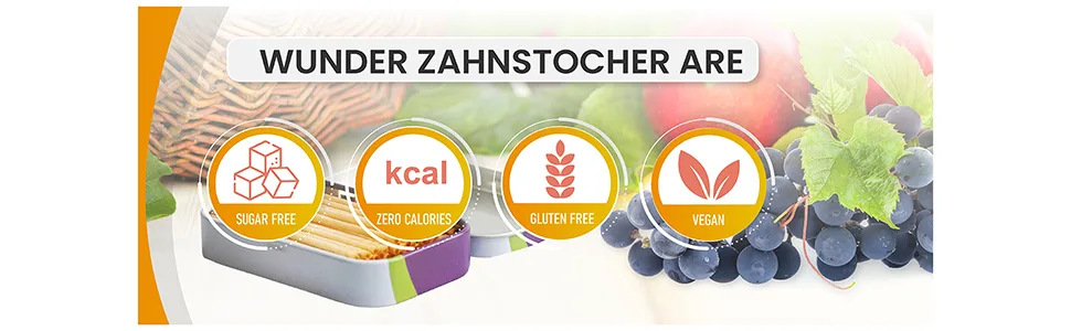 Wunder ZAHNSTOCHER Starter Bundle - 3ER Set- ZAHNSTOCHER MIT GESCHMACK - 2X Refill Pack + 1X DOSE (Pfirsich/Ice) - product information 3