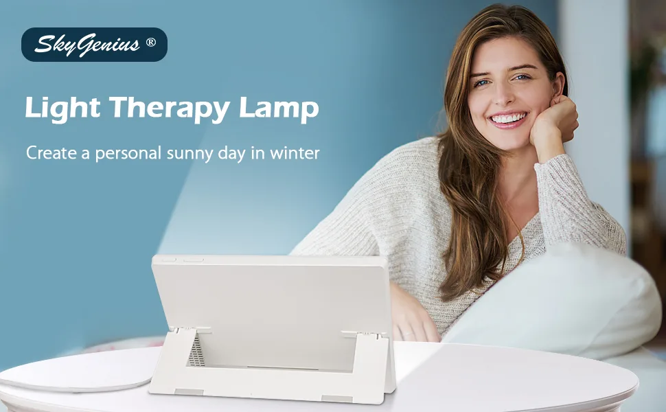 Light Therapy Lamp, 10000 Lux UV-Free Bright White, Adjustable Brightness, Timer Setting, Foldable Bracket, for Home/Office Use - light therapy lamp