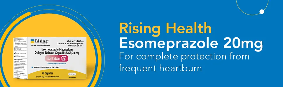 Rising Health - Esomeprazole Magnesium Delayed-Release Capsules USP - Treats Frequent Heartburn - 20 mg - 42 Count - esomeprazole