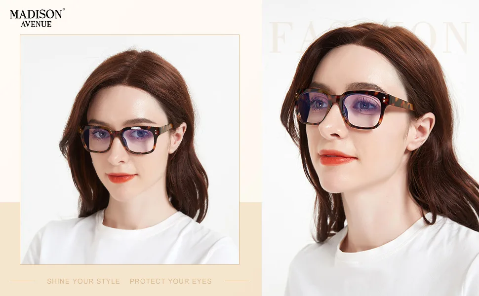 Madison Avenue 3 Pack Multicolor Square Blue Light Blocking Reading Glasses for Women Spring Hinge Computer Readers - 3pack square anti blue light reading glasses for women flexible spring hinge