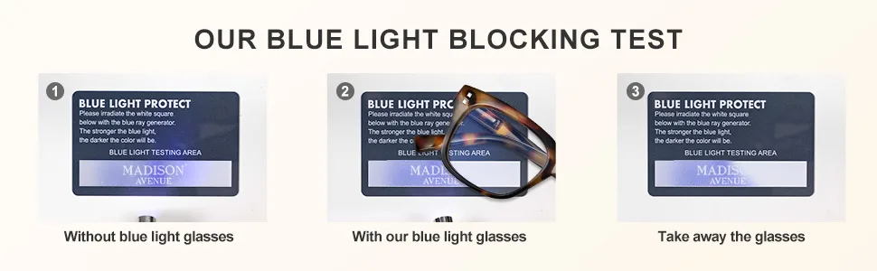 Madison Avenue 3 Pack Multicolor Square Blue Light Blocking Reading Glasses for Women Spring Hinge Computer Readers - blue light blocking reading galsses test prevent harmful blue light ray