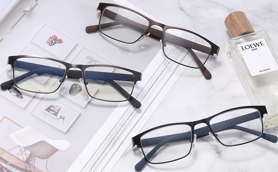 3-Pack Reading Glasses for Men Blue Light Blocking Trendy Metal Frame Computer Readers Antieye Strain/Glare Uv Ray Filter Eyeglasses(+1.75 Magnification Strength) 3 Pack Mix Colors 1.75x - reading glasses