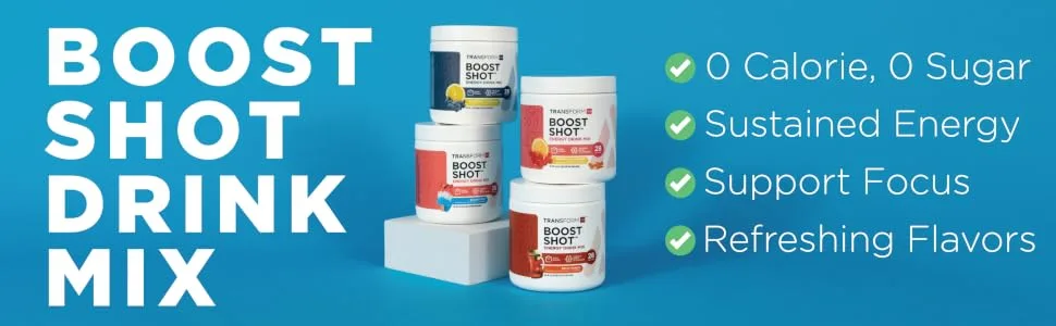 TransformHQ Everyday Boost Shot 28 Servings (Blue Raspberry) - Non-GMO Gluten-Free Powder Blue Raspberry 28 Servings (Pack of 1) - Boost Energy Benefits