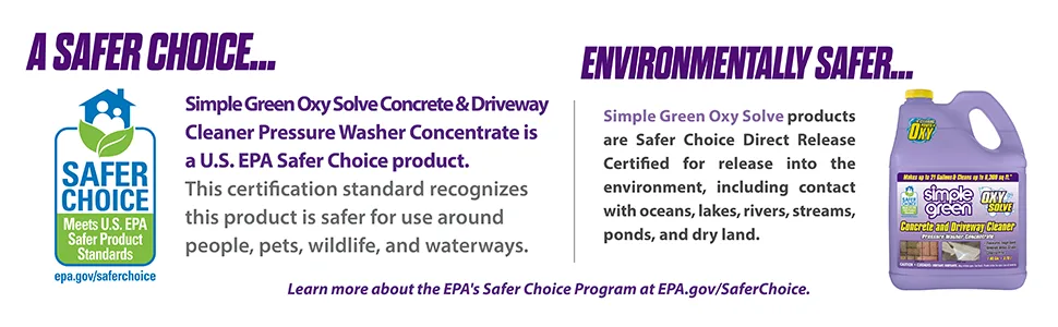 Simple Green Oxy Solve Concrete and Driveway Pressure Washer Cleaner Purple Unscented 128 Fl.Oz 128 Fl Oz (Pack of 1) - Simple Green Oxy Solve Concrete & Driveway Cleaner is a Safer Choice Certified product