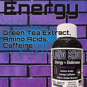 Sweet Grape Endurance Shots - 4 Pack - Long Shot - Nitric Oxide Booster Caffeine Nootropics Electrolytes Amino Acids - Energy and Performance - Long Shot Brick