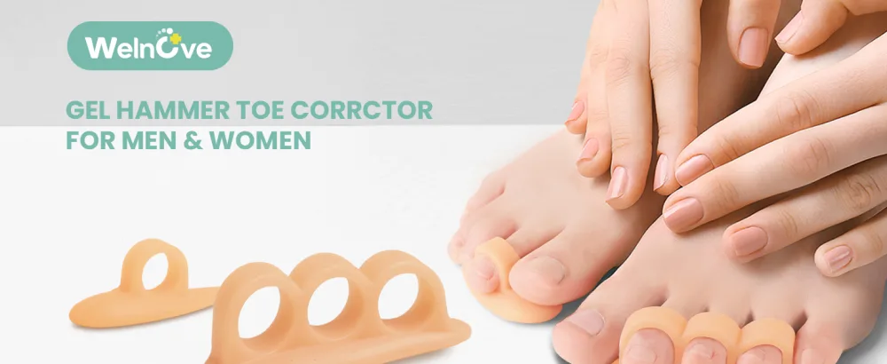 Welnove Hammertoe Corrector Gel Toe Straighteners - 4 Pcs Toe Support Pads Cushion - Realign Bent Crooked Curled Claw Hammer Toes - hammer toe