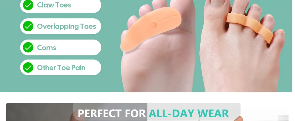 Welnove Hammertoe Corrector Gel Toe Straighteners - 4 Pcs Toe Support Pads Cushion - Realign Bent Crooked Curled Claw Hammer Toes - hammer toe