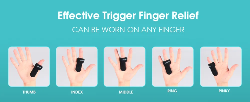 Trigger Finger Splint(2 Pack) Support Brace for Middle Ring Index Thumb and Pinky Straightening Curved Bent Locked Stenosing Tenosynovitis Hands Tendon Lock Release Stabilizer Knuckle Wrap - ONE SIZE FITS 4 FINGERS AND THUMB