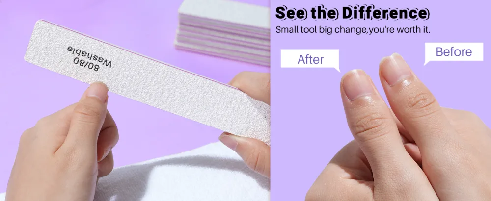 TsMADDTs Nail File 20PCS 80/80 Grit Nail Files Double Sided Emery Boards for Natural Acrylic Gel Nails Professional Rectangular Nail File Manicure Tools Reusable&Washable - emery boards