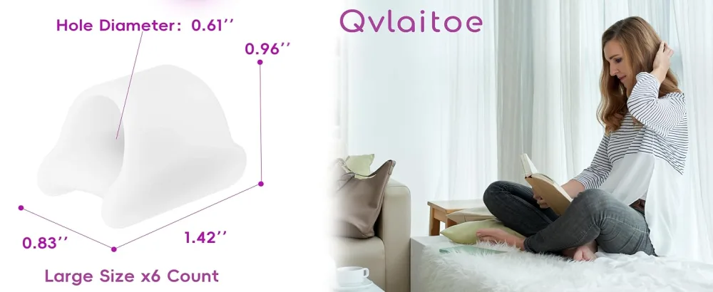 Toe Straightener 6 Pack Gel Toe Splints Hammer Toe Corrector for Women and Men Hammer Toe Cushion Toe Protectors (Large Size White) - Big hammer toe straightener
