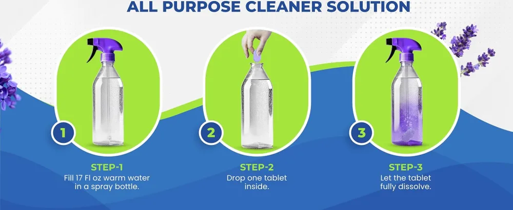 True Fresh Multi Surface All Purpose Cleaning Tablets 24-Pack - Lavender Scented Non-Toxic Rapid Dissolving Formula - Effortless High-Efficiency Cleaning - Cleans Every Corner of Your Home & Office - all purpose cleaner, concentrated all purpose cleaner, tablets all purpose cleaner,