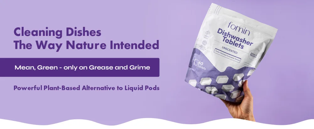 Fomin Dishwasher Detergent Tablets- 30 Count - Deep Cleaning & Deodorizer Tablets Plastic-Free Septic Safe Natural Dishwasher Cleaner Tablets - Sparkling & Clear Dishes - dishwasher cleaner tablets