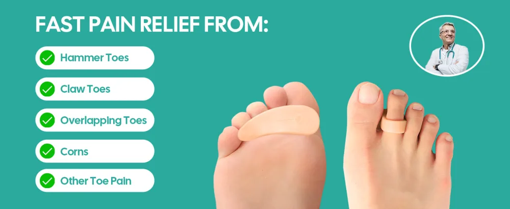 Welnove Hammer Toe Corrector and Straightener - 8 Pcs Toe Support Pads Cushion - Realign Bent Crooked Curled Claw Hammer Toes - One Loop Design - hammer toe