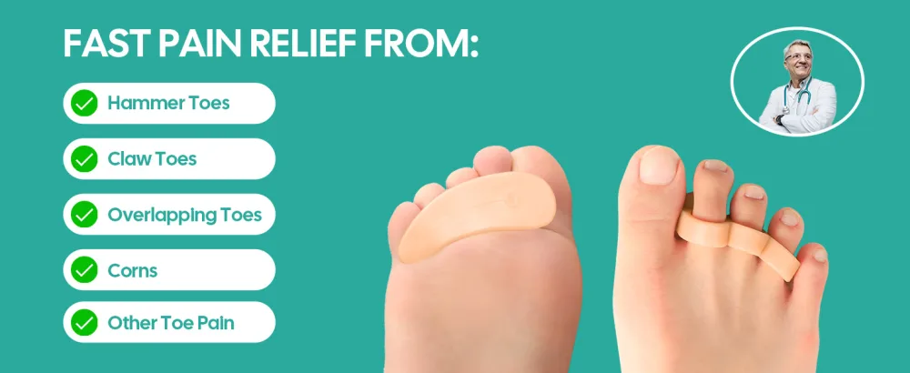 Welnove Hammer Toe Corrector and Straightener - 8 Pcs Toe Support Pads Cushion - Realign Bent Crooked Curled Claw Hammer Toes - Three Loops Design - hammer toe