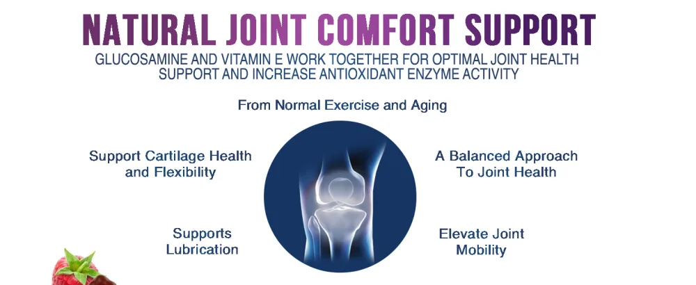 Joint Support Gummies Extra Strength Glucosamine Gummy with Vitamin E - Naturally Assists Cartilage & Flexibility - Best Support Chew for Men and Women - 60 Gummies 60 Count (Pack of 1) - chews chondroitin complex day extra strength for formula free glucosamina glucosamine