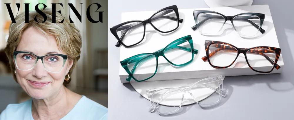 Viseng Fashionable Elegant Oversized Cat Eye Computer Reading Glasses for Women - Stylish and Durable Eyewear +0.0 3 Pack B 0.0 Diopters - Reading Glasses Women Cat Eye