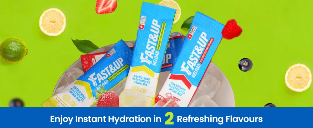 FAST&UP Reload Lemon & Lime - Refreshing Electrolyte Drink Mix | Hydration Powder Packets | 1500 mg Electrolytes + Vitamins C & B12 | Easy to Open Single Serving Pack | 15 Servings - instant