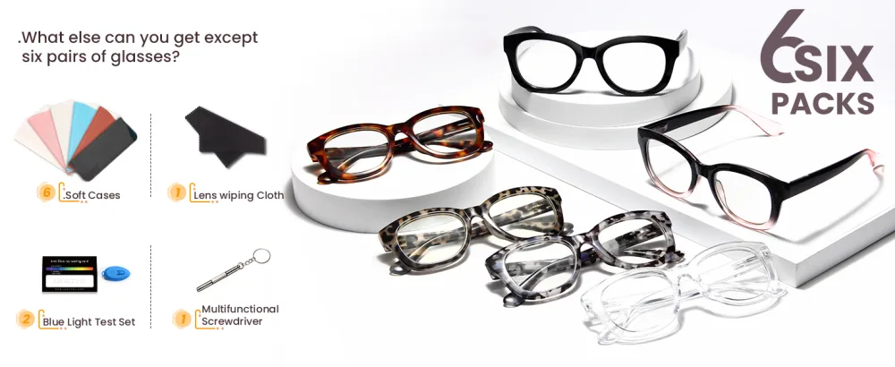 Gaoye 6 pack Oversized Reading Glasses for Women Stylish Blue Light Blocking Anti Eyestrain Computer Readers Spring Hinge G1 6-pack Mix 1.5 x - reading glasses