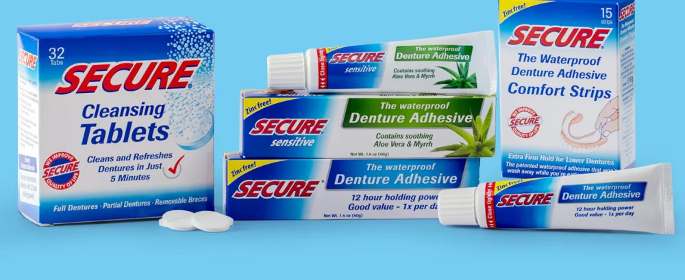 Secure Comfort Strips Waterproof Denture Adhesive - Zinc Free - Extra Firm Hold For Lower Dentures - 15 Count (Pack of 2) - Comfort Strips 4