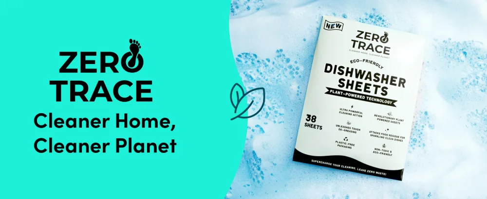 Zero Trace Dishwasher Detergent Eco-Friendly Sheets for Dish Washing - Plant Powered Technology - More Efficient than Dishwasher Pods or Tablets (38 Sheets) 38 Count (Pack of 1) - Dishwashing Sheets