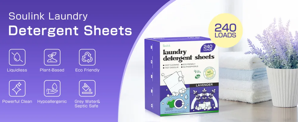 Soulink Lavender Laundry Detergent Sheets 240 Loads - Eco-Friendly Plant-Based Hypoallergenic No Plastic Jug Lavender 240 Count (Pack of 1) - laundry detergent sheets