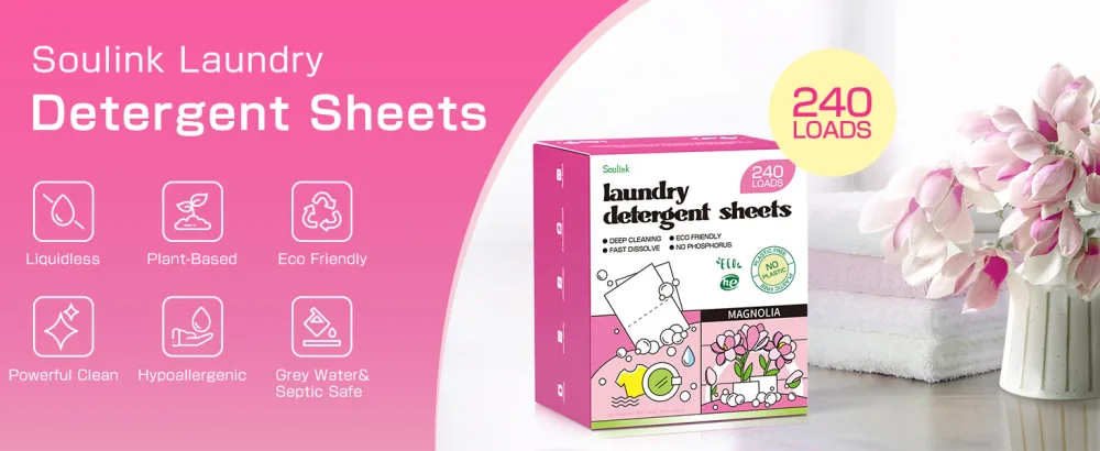 Soulink Magnolia Laundry Detergent Sheets 240 Loads - Eco-Friendly Plant-Based Hypoallergenic No Plastic Jug Magnolia 240 Count (Pack of 1) - laundry detergent sheets