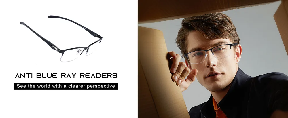 2 Pack Mens Premium Progressive Multifocus Reading Glasses TR90 Temples Blue Light Blocking Anti UV/Eye Strain Computer Readers No-Line Half Frame Multifocal Eyeglasses 2.5x Progressive & Top is Not 0 (3 Ft Range) 2.5 x - Progressive Reading glasses