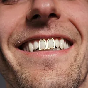 SOIMISS 2pcs Plated Gold Mouth Teeth Top Tooth Single Grill Cap for Teeth Mouth Hip Hop Party Accessories Teeth Grills - product information 5