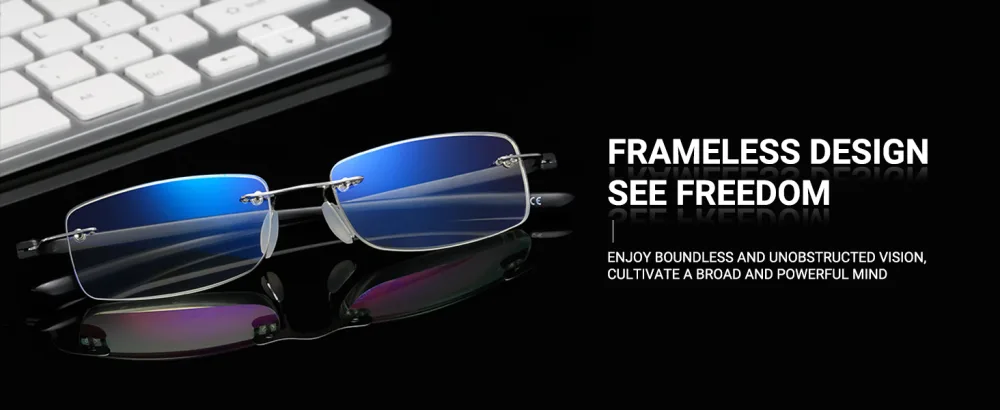 TERAISE 2Pack Rimless Reading Glasses for Men Women Blue Light Blocking Reading Glasses Ultralight Frameless Reader Men Black 1.5 x - frameless blue light reading glasses TERAISE reading glasses Readers Men computer reading glasses