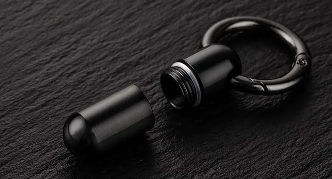Tiny Keychain Pill Holder.TISUR Titanium Pill Case Waterproof Pill Fob for Travel Purse Pocket Mini Pill Organizer Black Small Pill Case - DLC Coating process