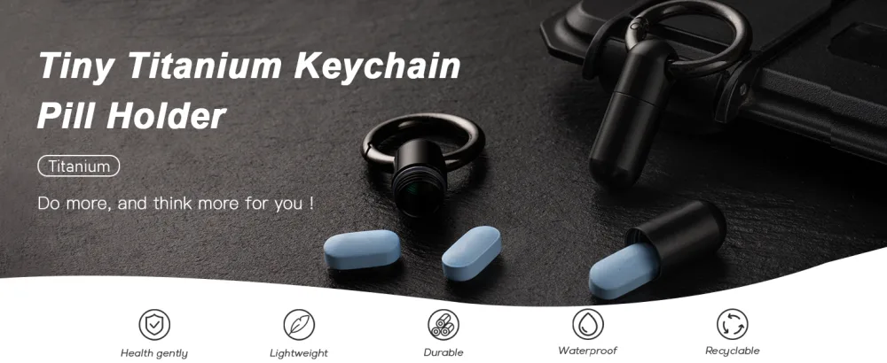 Tiny Keychain Pill Holder.TISUR Titanium Pill Case Waterproof Pill Fob for Travel Purse Pocket Mini Pill Organizer Black Small Pill Case - Tiny keychain pill holder