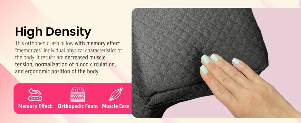 Pillow For Eyelash Extensions (2 Pillows Bundle) - Curved Memory Foam Lash Bed Pillow With Neck & Back Support Perfect Pillow For Eyelash Extensions Two Pockets For Tools On The Sides (Black) - accesorios spa massage colchon de aesthetician decor on sale chair organizer stool must haves mesa