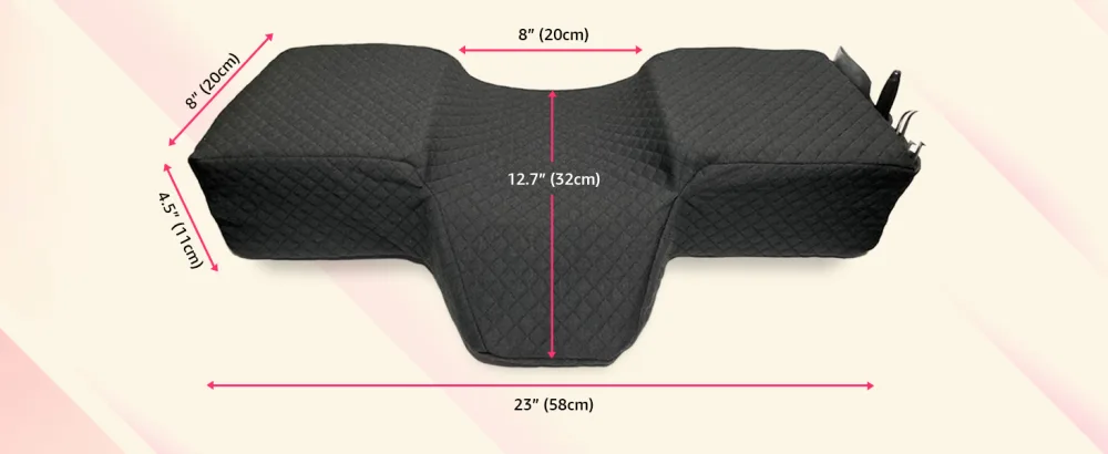Pillow For Eyelash Extensions (2 Pillows Bundle) - Curved Memory Foam Lash Bed Pillow With Neck & Back Support Perfect Pillow For Eyelash Extensions Two Pockets For Tools On The Sides (Black) - black accessories professional leather lashista foam long table sugar esthetician facials closed